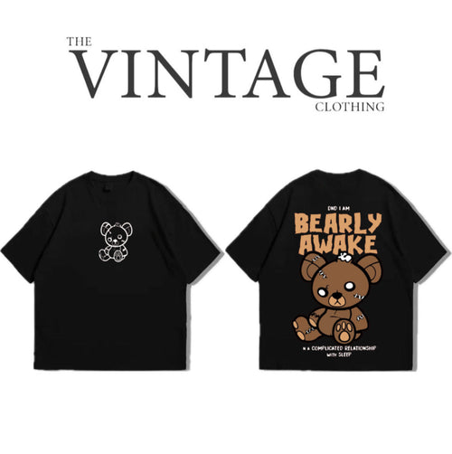 Bearly Awake Oversized Dropshoulder Tee - DTF Printed Tshirt For Men and Women
