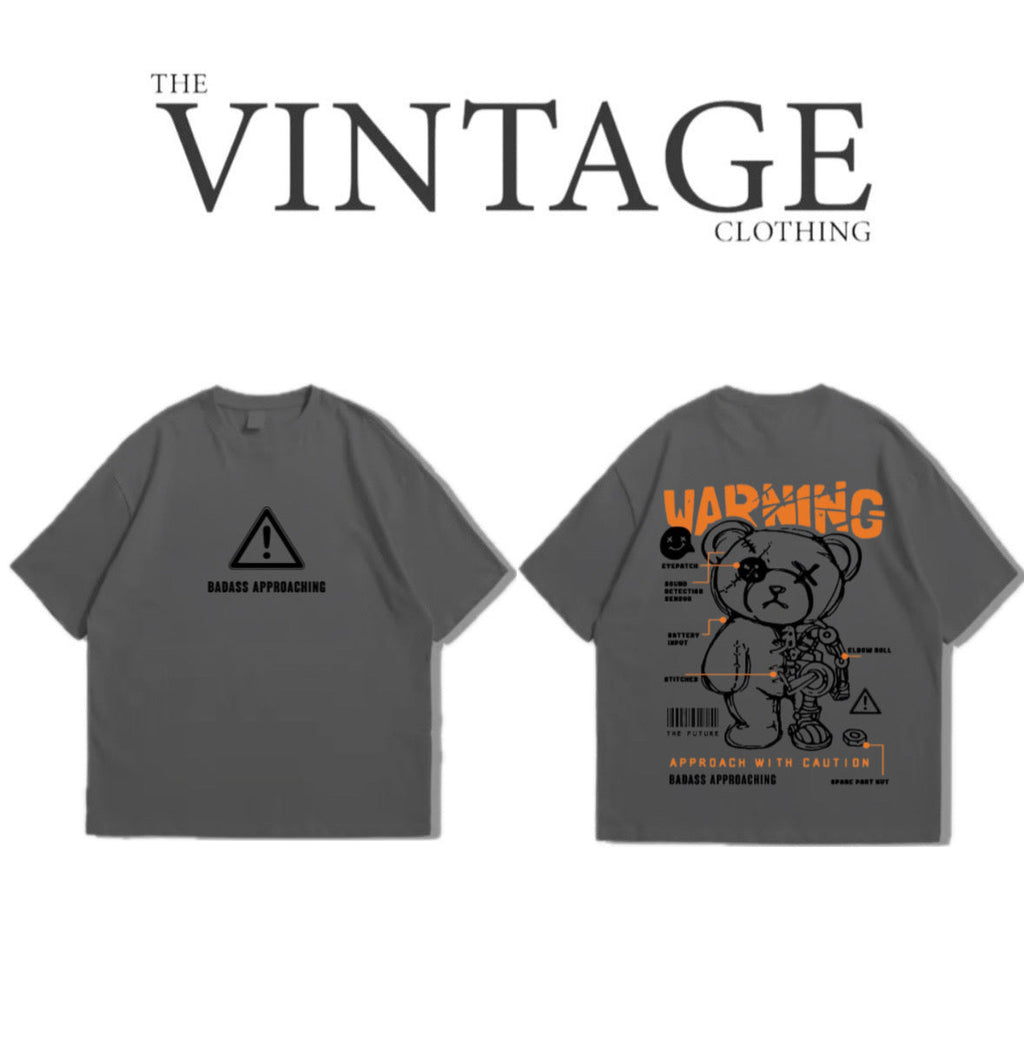 Warning Oversized Dropshoulder Tee - DTF Printed Tshirt for Men and Women