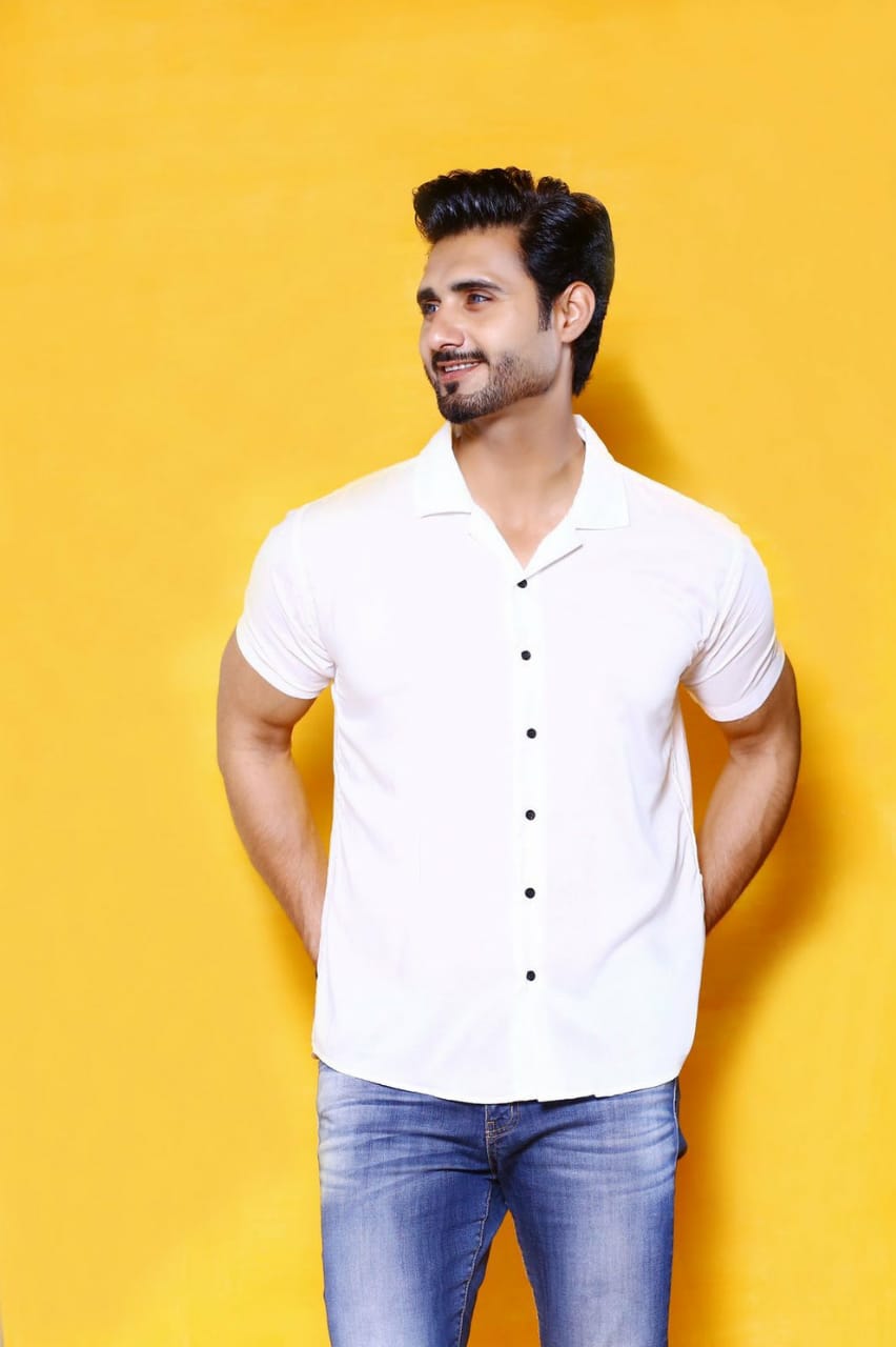 White Casual Half Sleeves Shirt