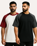 Pack of 2 - Oversized Raglan Waffle Knit T-Shirt