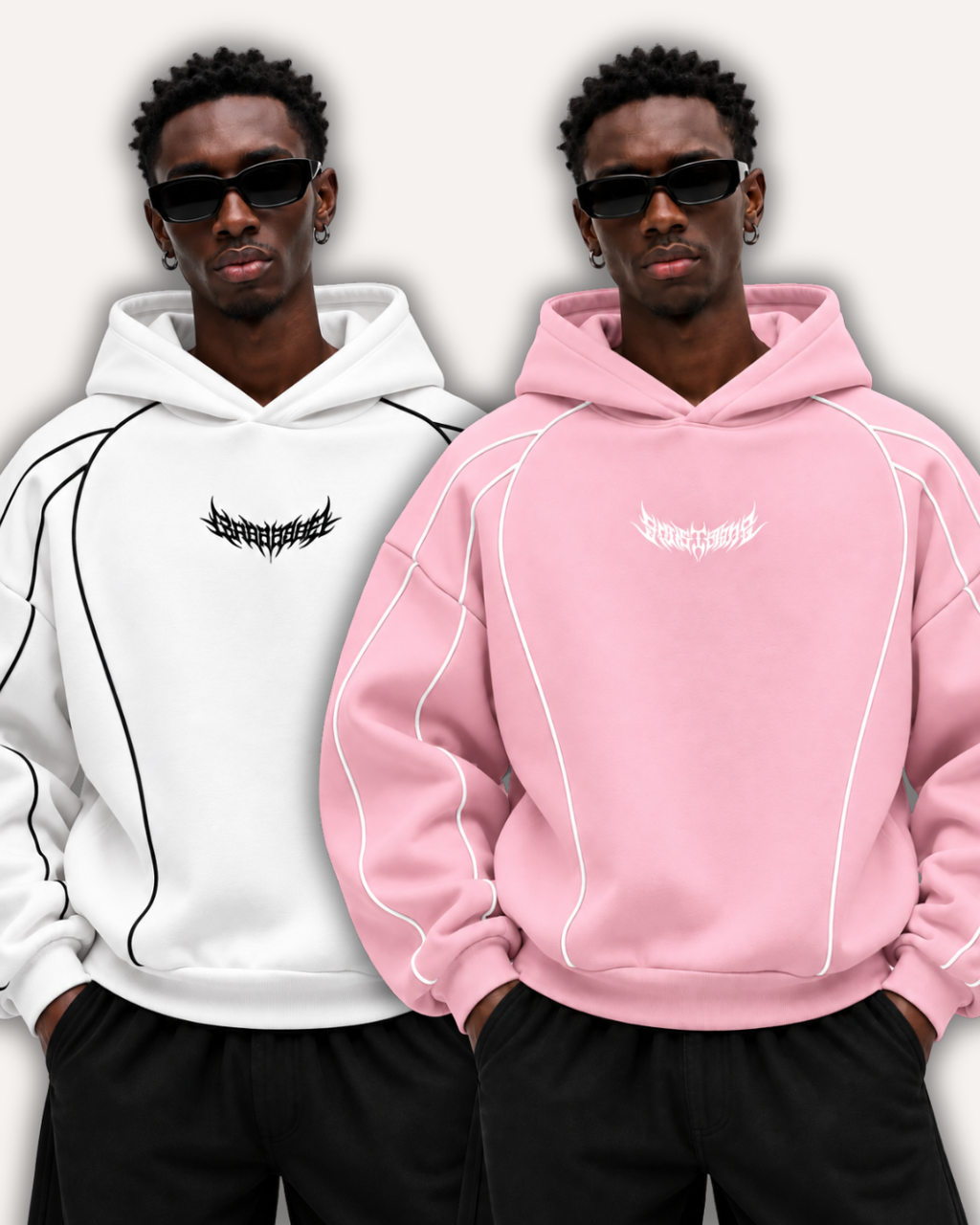 Pack of 2 Piped Oversized Drop Shoulder Hoodies