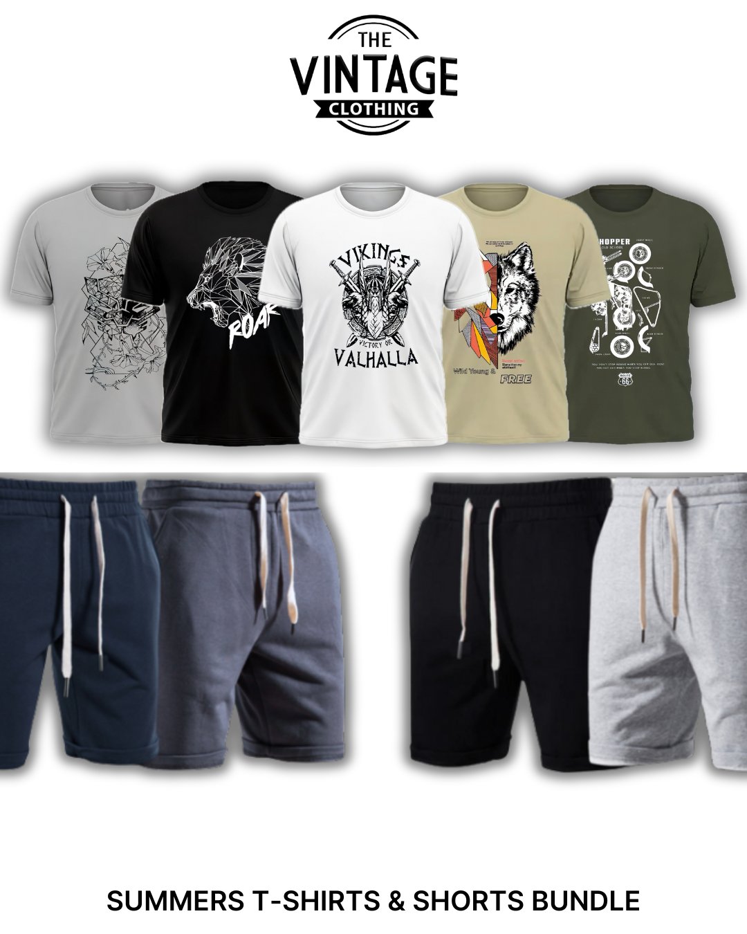 Pack of 9 Deal (5 Printed T-shirts & 4 Shorts)
