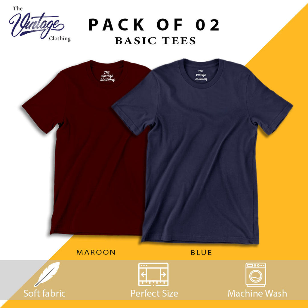 Pack of 2 plain Half sleeves T-Shirts