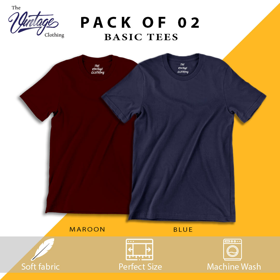 Pack of 2 plain Half sleeves T-Shirts