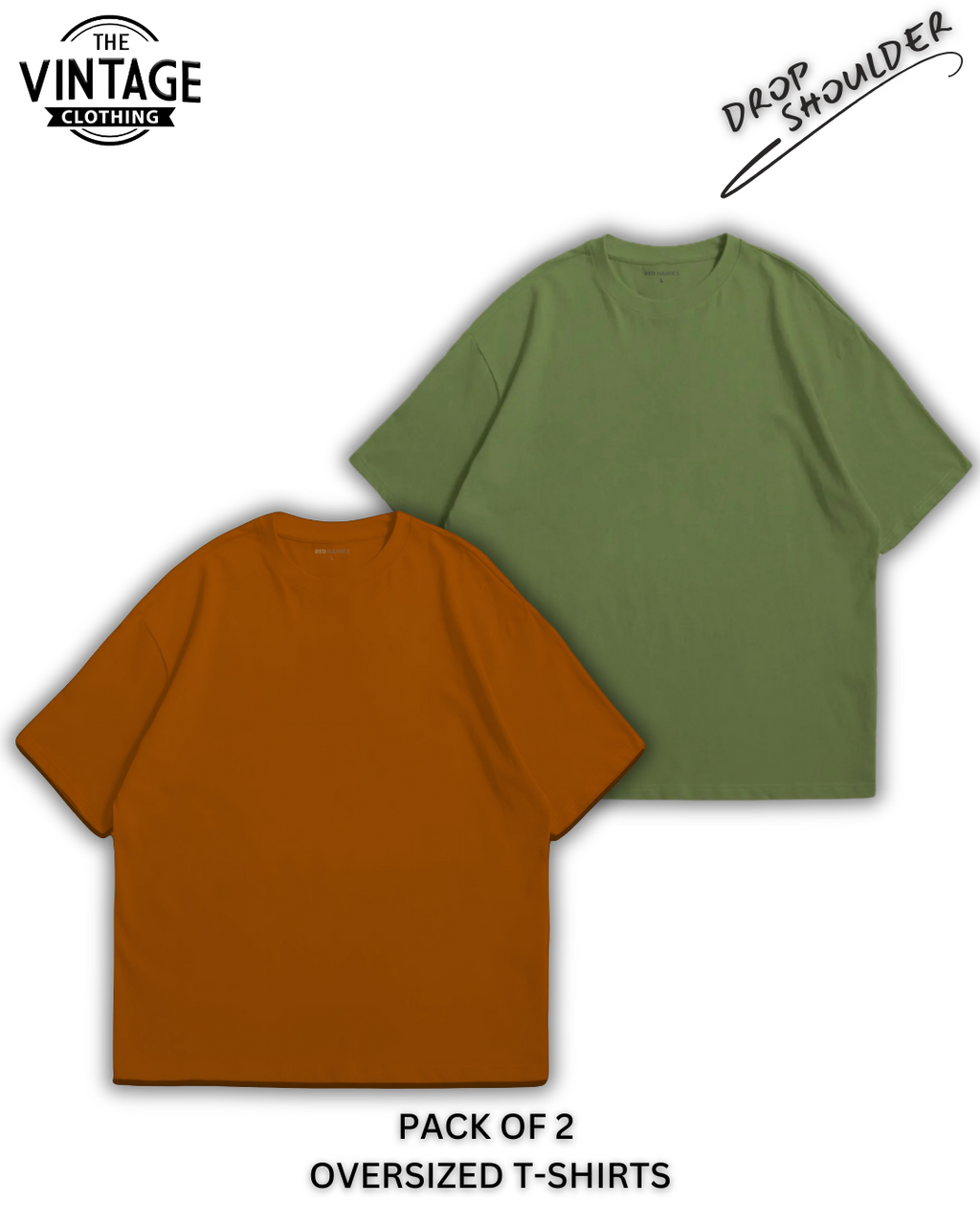Pack of 2 Oversized | Drop Shoulder Solid Color Tshirts for Men and Women