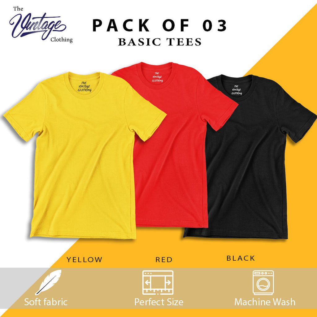 Pack of 3 plain Half sleeves T-Shirt