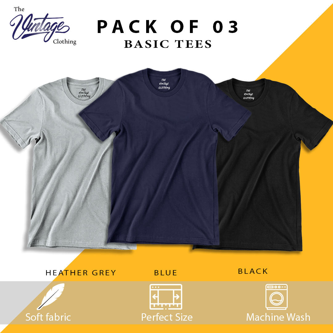 Pack of 3 plain Half sleeves T-Shirt