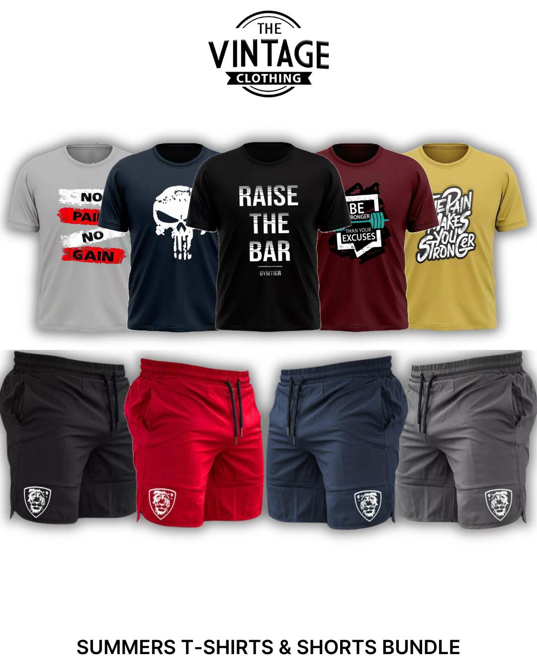 Pack of 9 Deal (5 Printed T-shirts & 4 Shorts)
