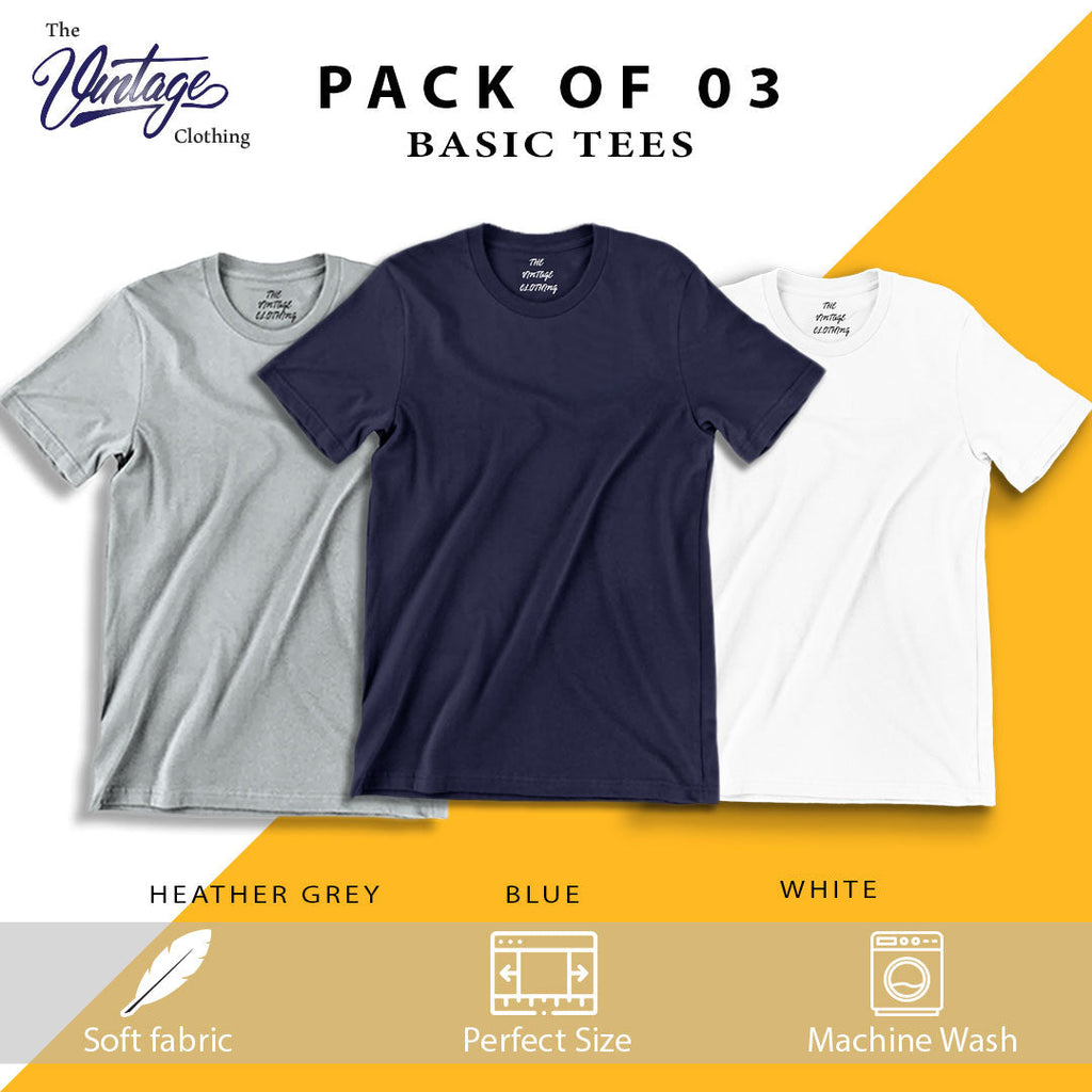 Pack of 3 plain Half sleeves T-Shirt
