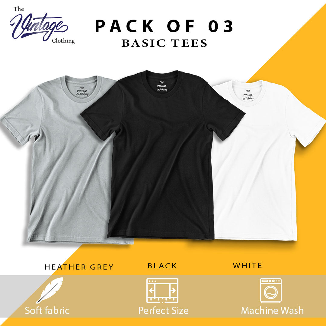 pack of 3 plain Half sleeves T-Shirt