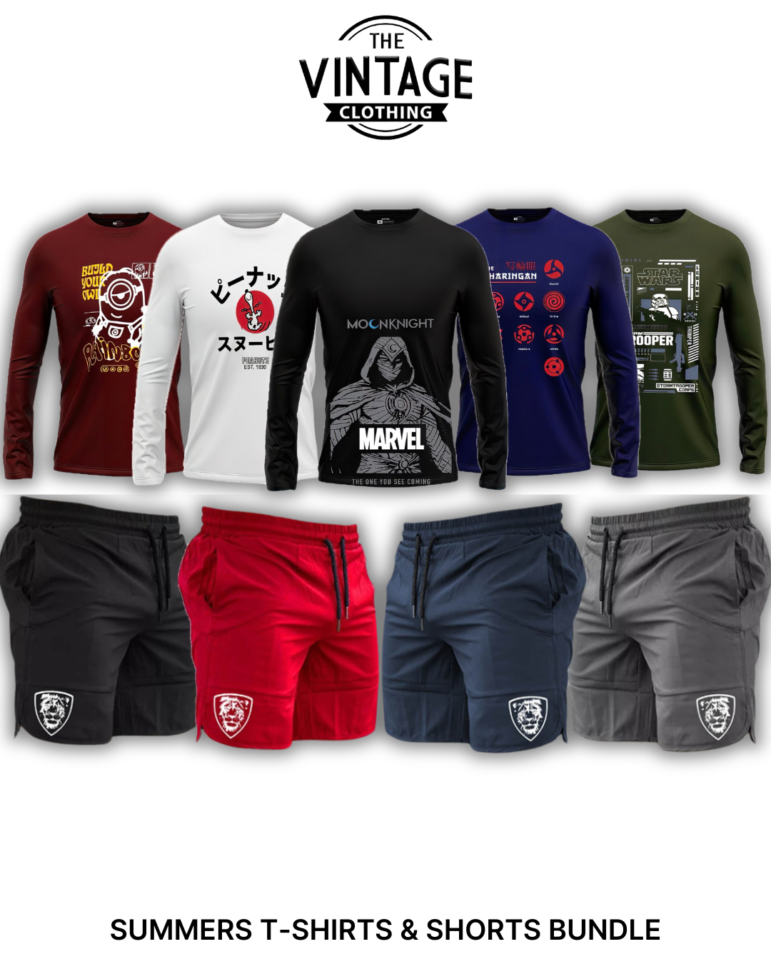 Pack of 9 Deal (5 Printed T-shirts & 4 Shorts)