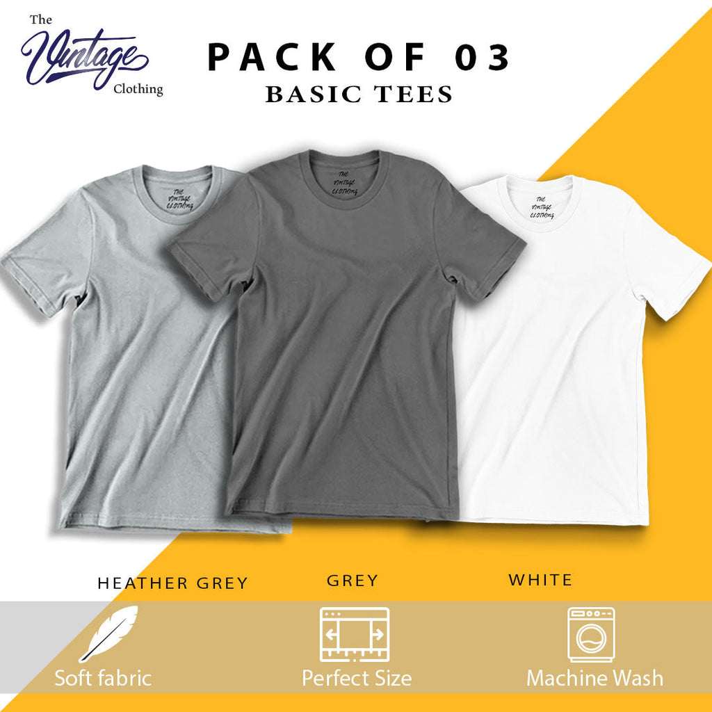 Pack of 3 plain Half sleeves T-Shirt