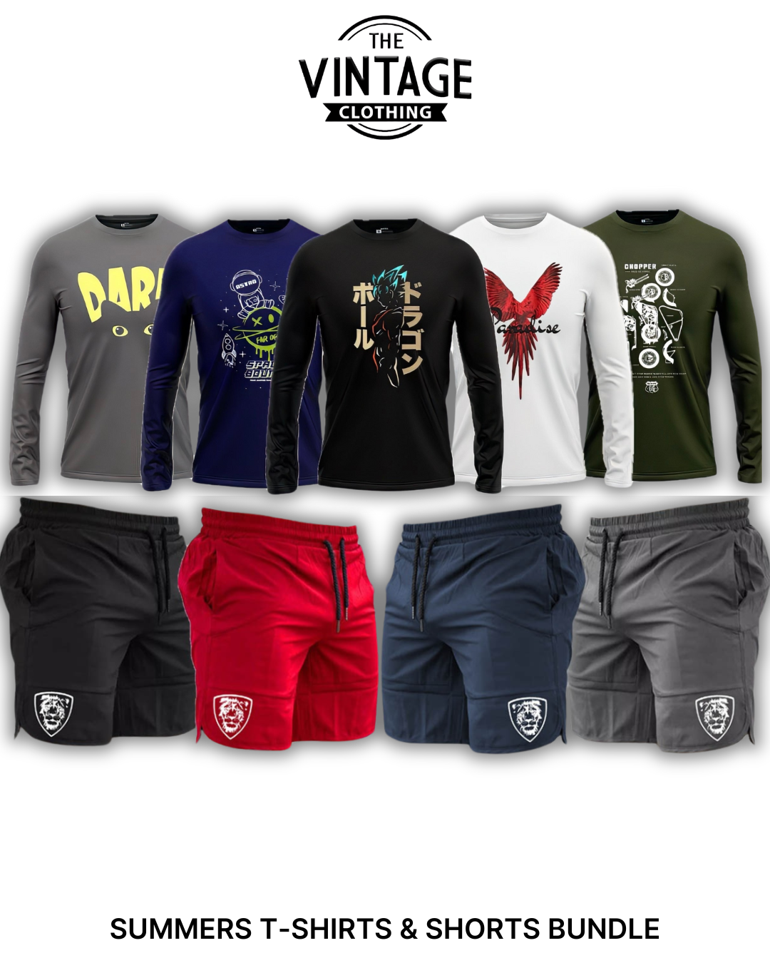 Pack of 9 Deal (5 Printed T-shirts & 4 Shorts)