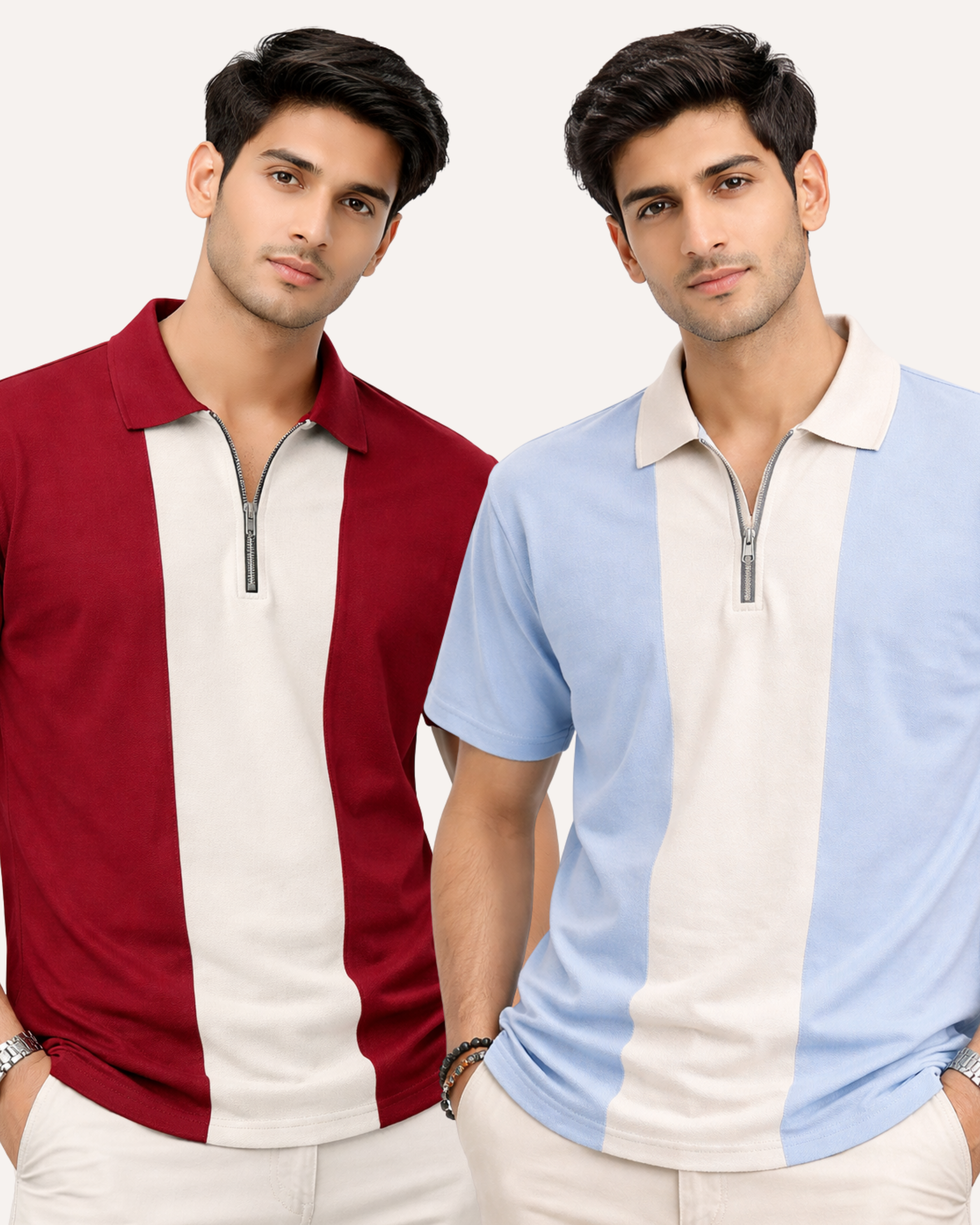 Pack of 2 Panel Zip Polo