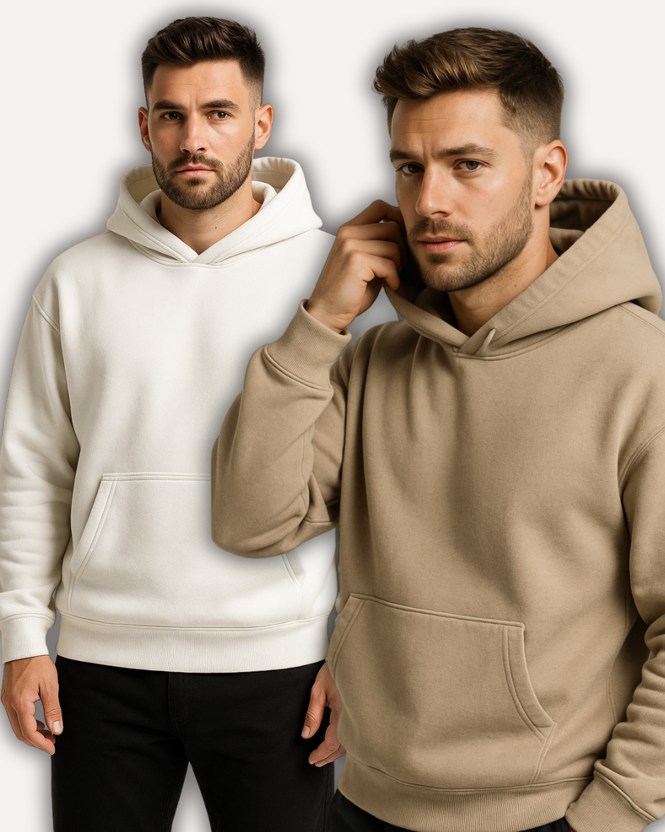 Pack of 2 Basic White & Beige Hoodies