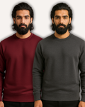 Pack of 2 Basic Maroon & Charcoal Premium Men’s Sweatshirt