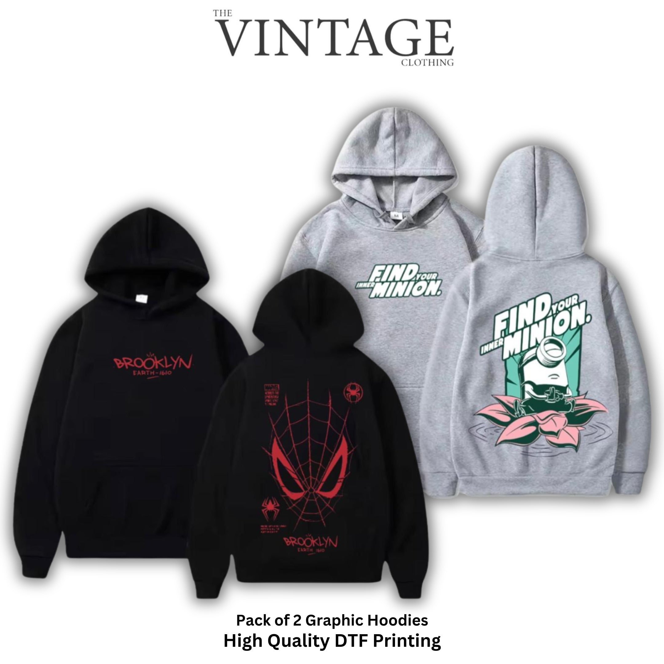 Pack of 2 Digital Printed Hoodies