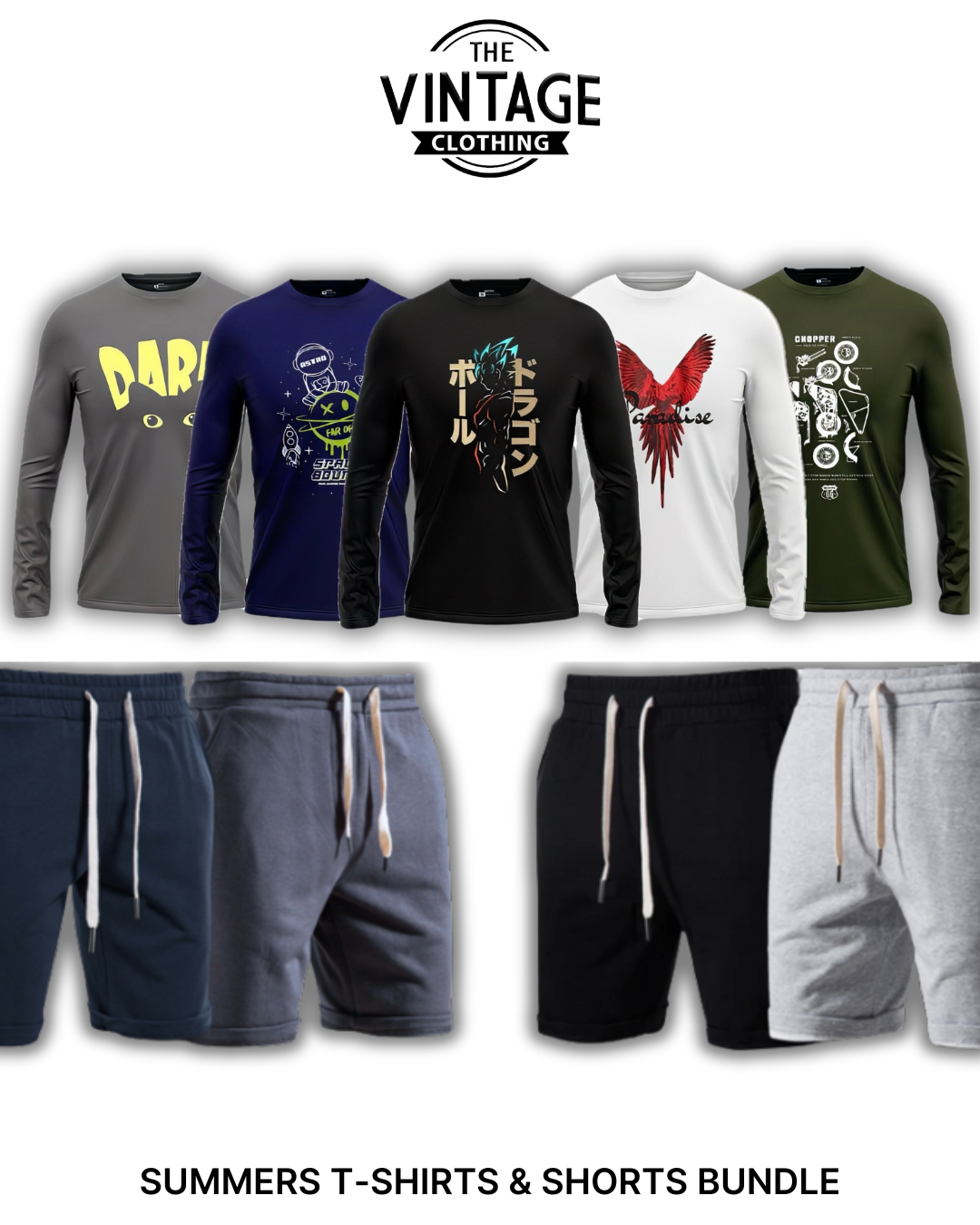 Pack of 9 Deal (5 Printed T-shirts & 4 Shorts)