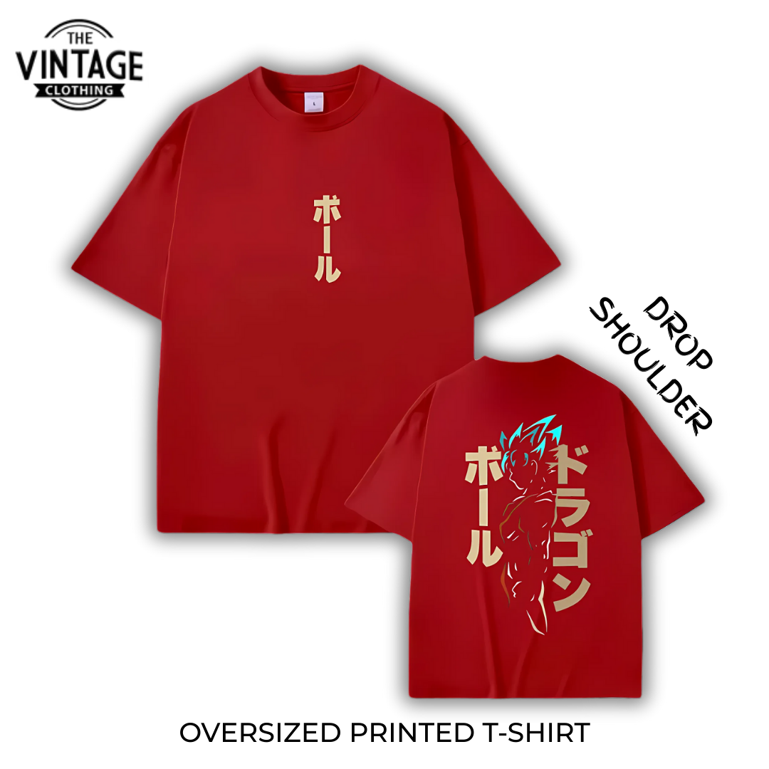 Goku Oversized Dropshoulder Tee - DTF Printed Tshirt for Men and Women