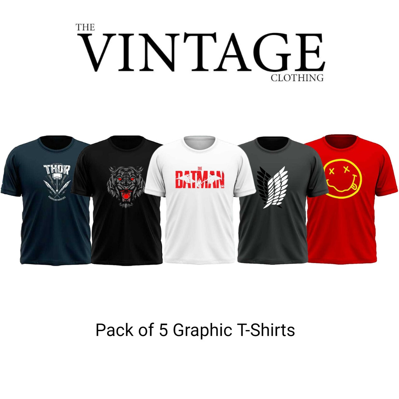 Pack of 5 Printed T-Shirt