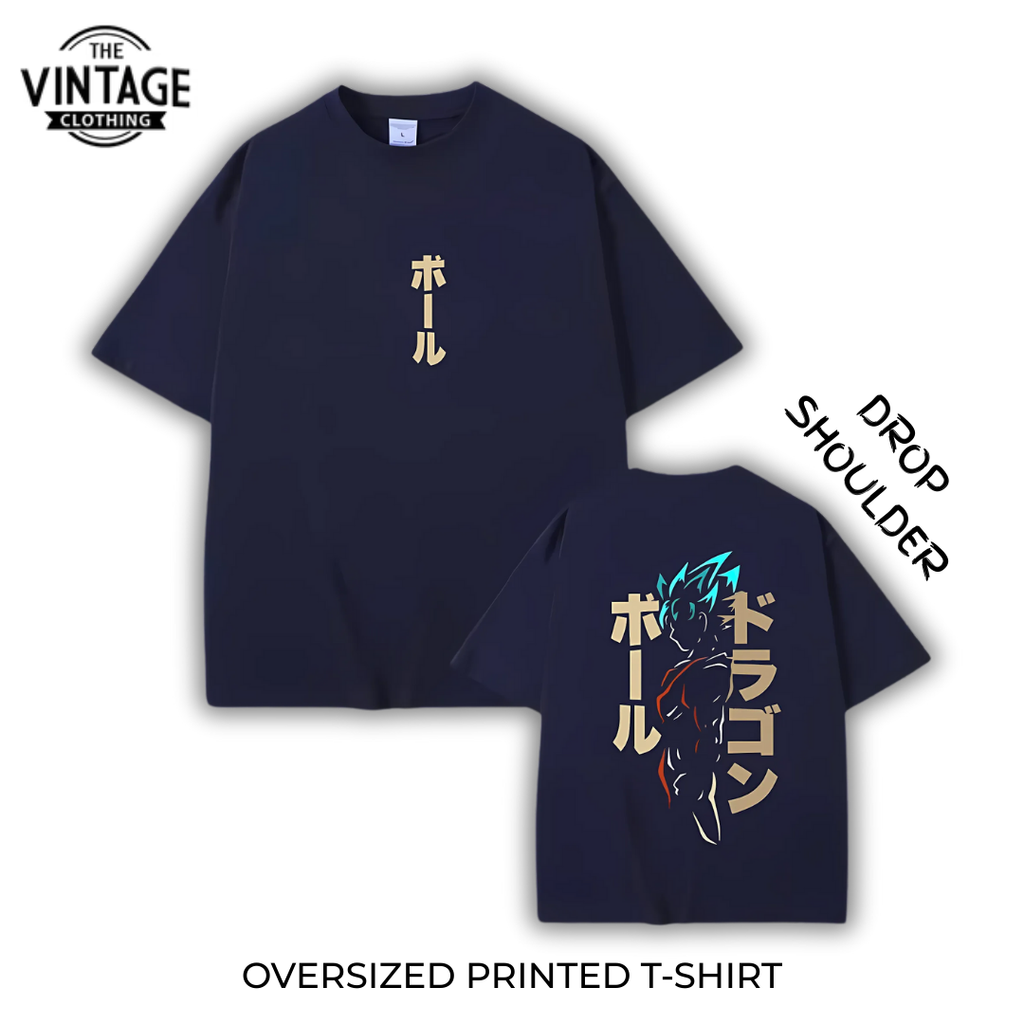 Goku Oversized Dropshoulder Tee - DTF Printed Tshirt for Men and Women
