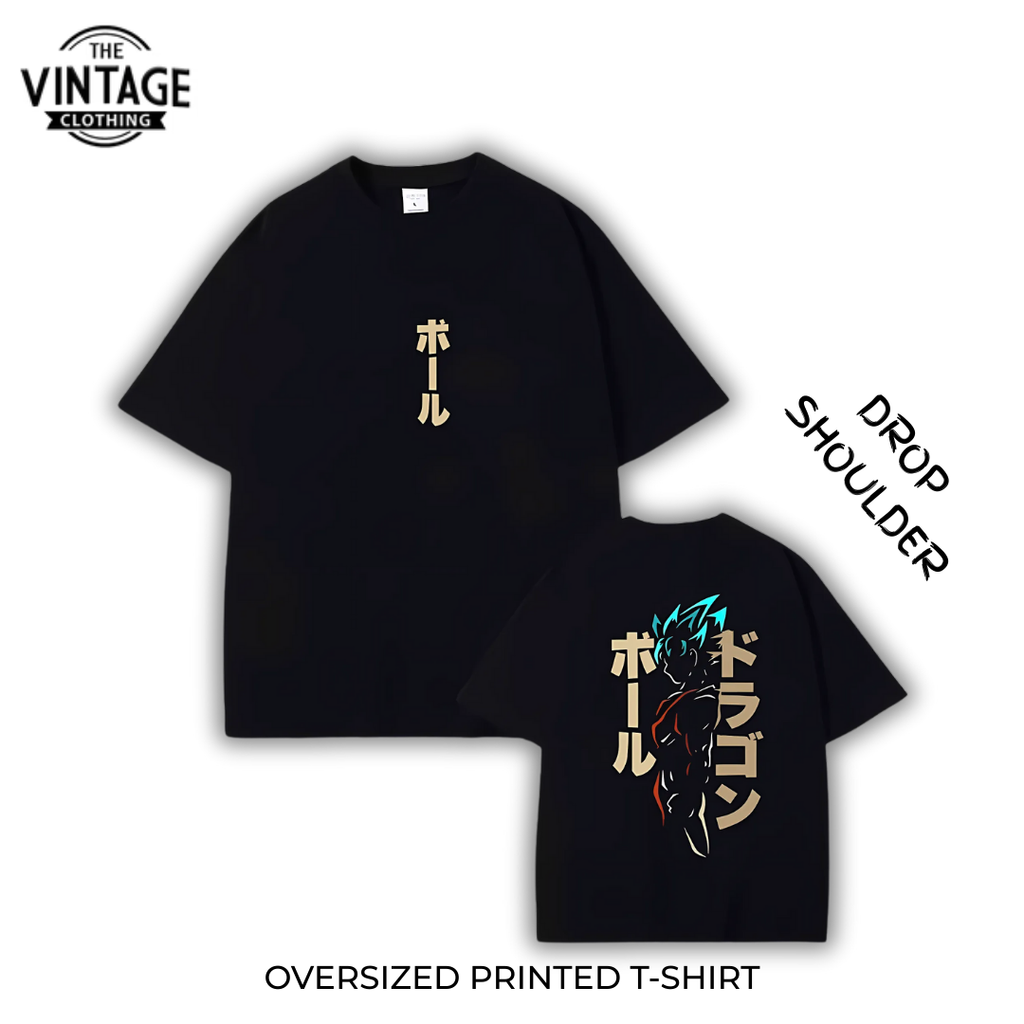Goku Oversized Dropshoulder Tee - DTF Printed Tshirt for Men and Women