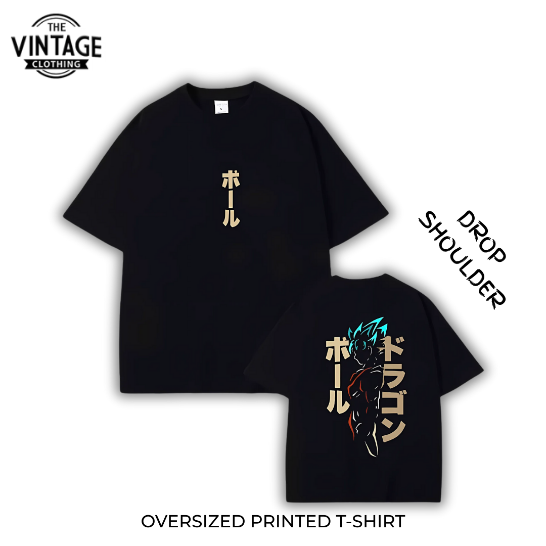 Goku Oversized Dropshoulder Tee - DTF Printed Tshirt for Men and Women