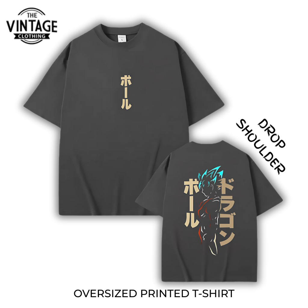 Goku Oversized Dropshoulder Tee - DTF Printed Tshirt for Men and Women