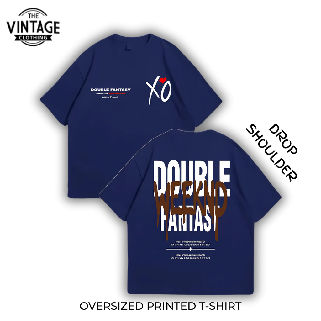 Double Weekend Oversized Dropshoulder Tee - DTF Printed Tshirt for Men and Women
