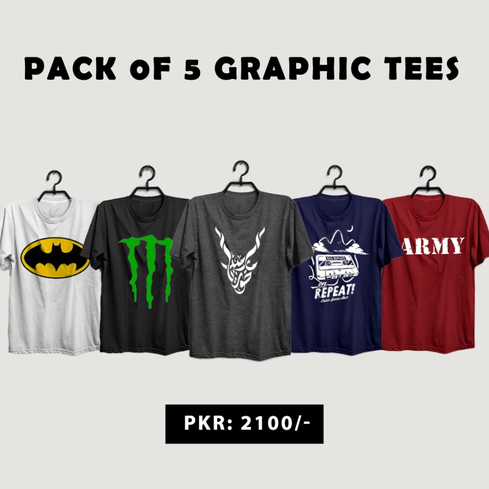 Pack of 5 Printed T-Shirt