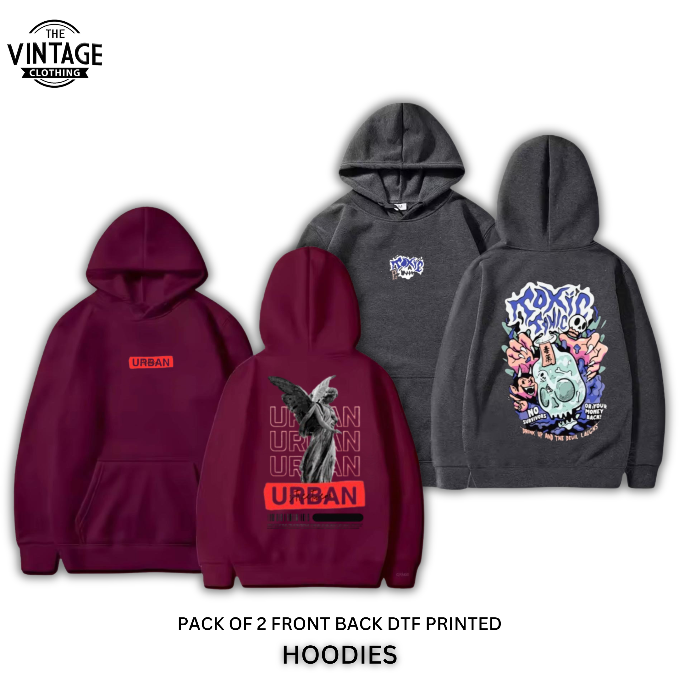Pack of 2 DTF Printed Hoodies