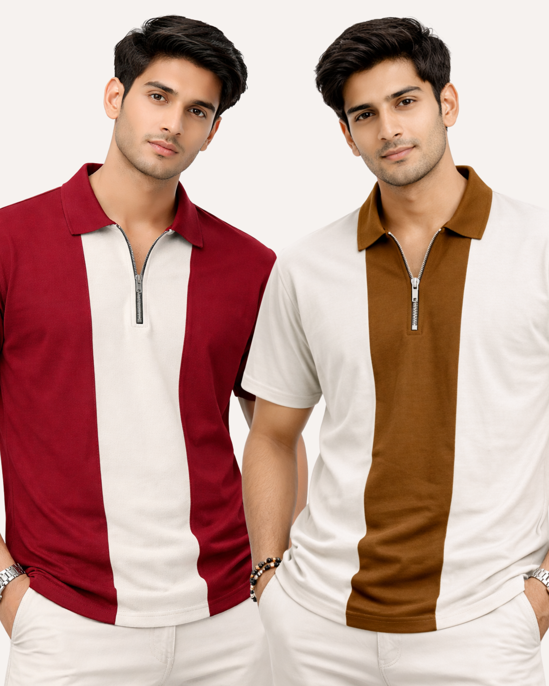 Pack of 2 Panel Zip Polo