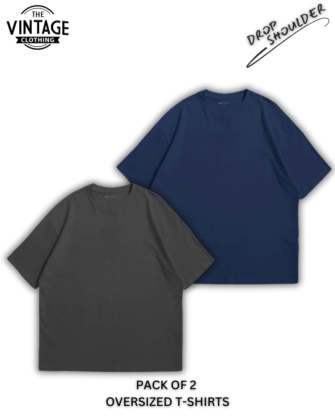 Pack of 2 Oversized | Drop Shoulder Solid Color Tshirts for Men and Women