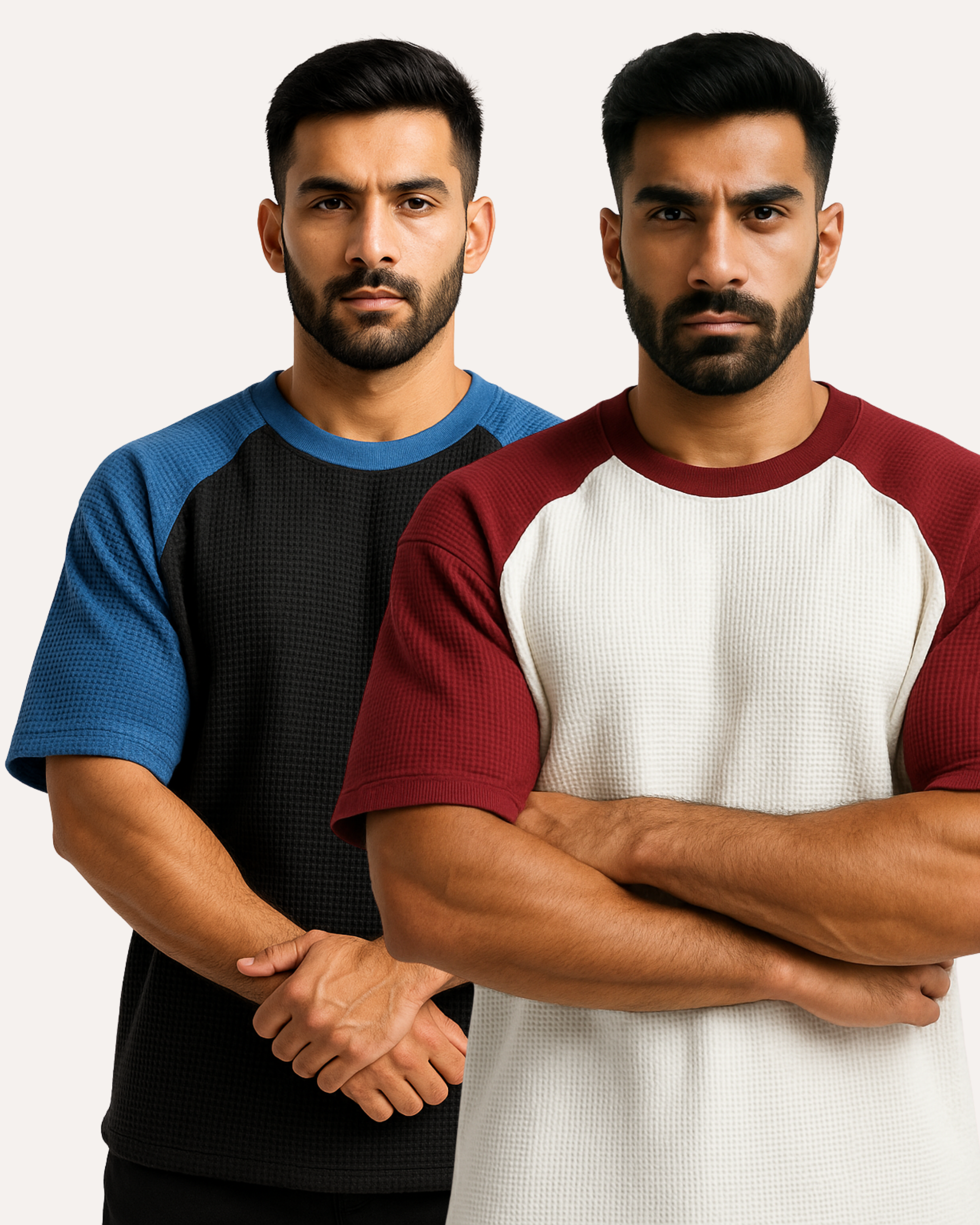 Pack of 2 - Oversized Raglan Waffle Knit T-Shirt