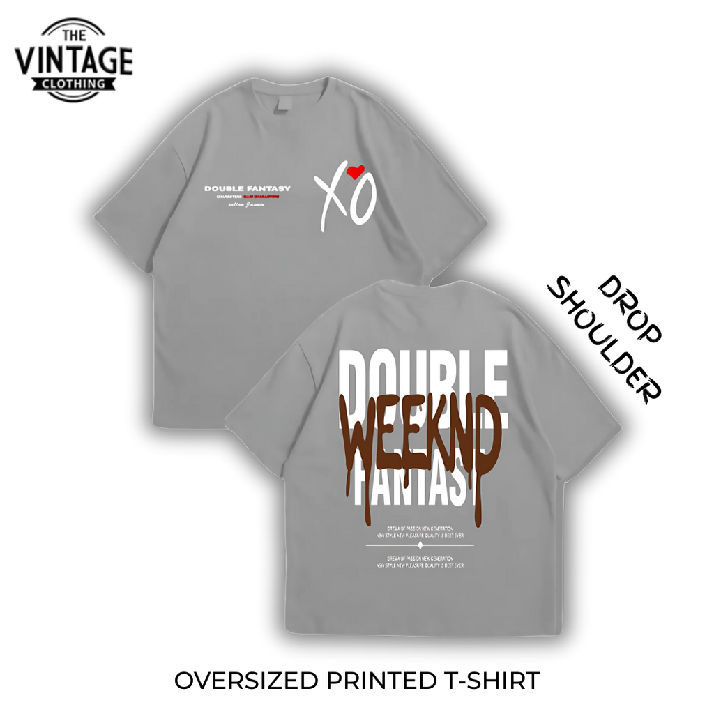 Double Weekend Oversized Dropshoulder Tee - DTF Printed Tshirt for Men and Women