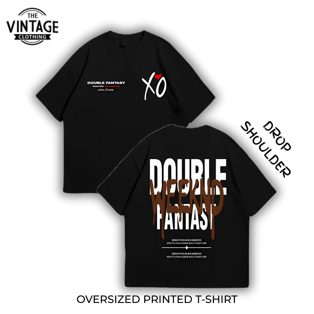 Double Weekend Oversized Dropshoulder Tee - DTF Printed Tshirt for Men and Women