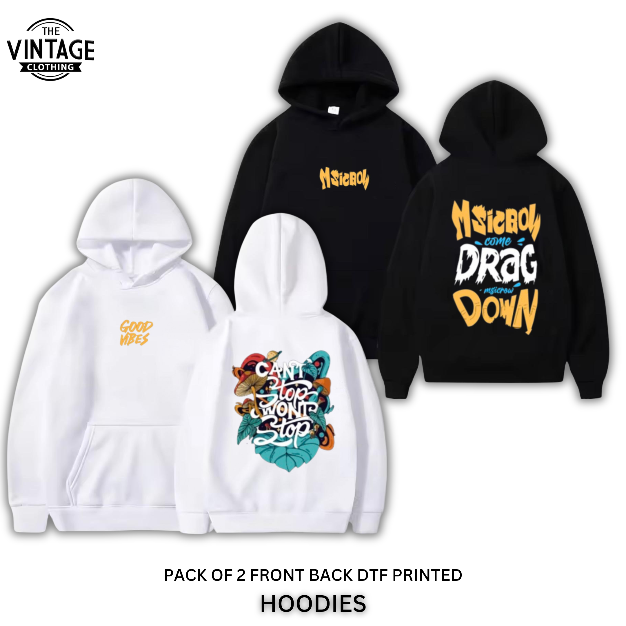 Pack of 2 DTF Printed Hoodies