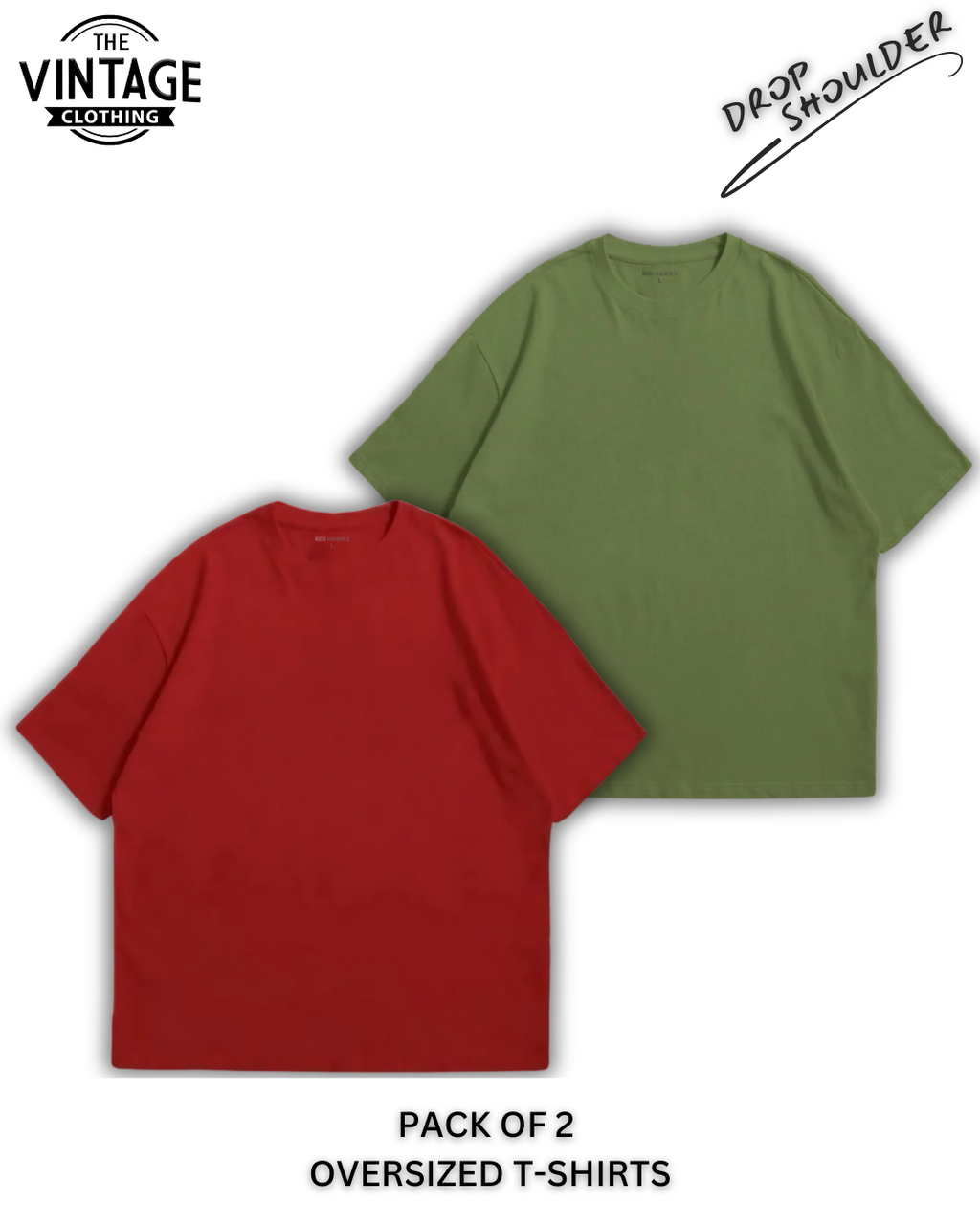 Pack of 2 Oversized | Drop Shoulder Solid Color Tshirts for Men and Women