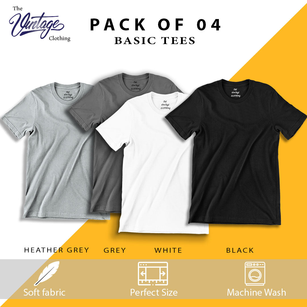 Pack of 4 plain Half sleeves T-Shirt