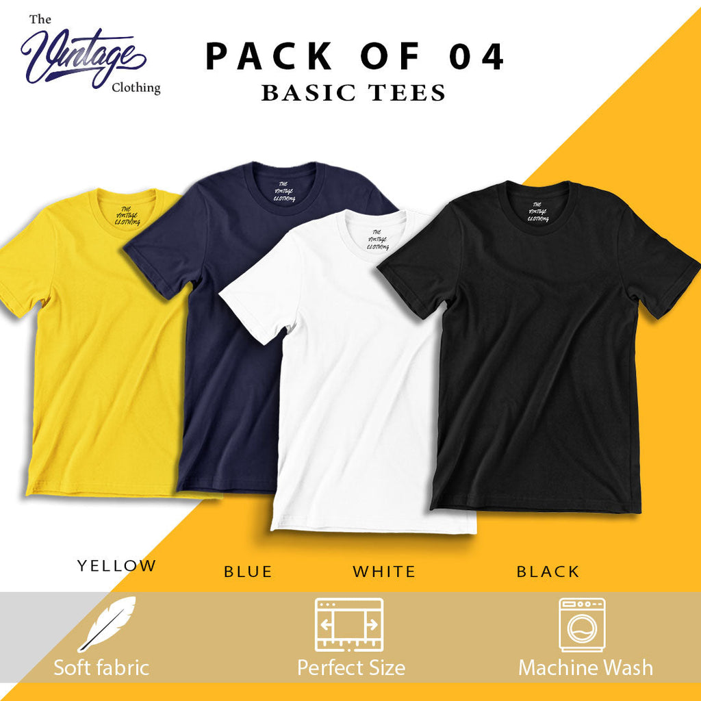 Pack of 4 plain Half sleeves T-Shirt
