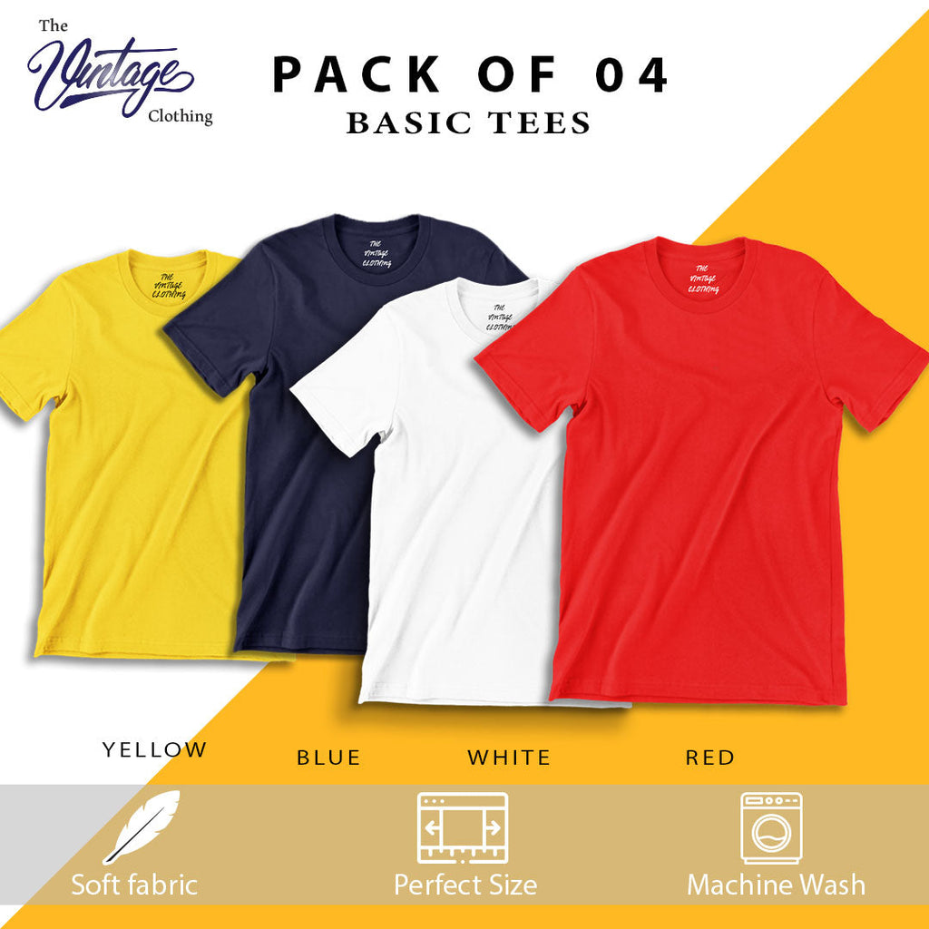Pack of 4 plain Half sleeves T-Shirt