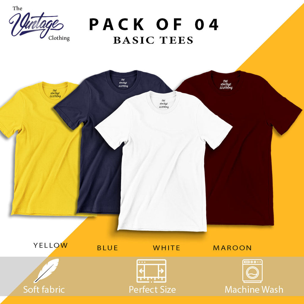 Pack of 4 plain Half sleeves T-Shirt