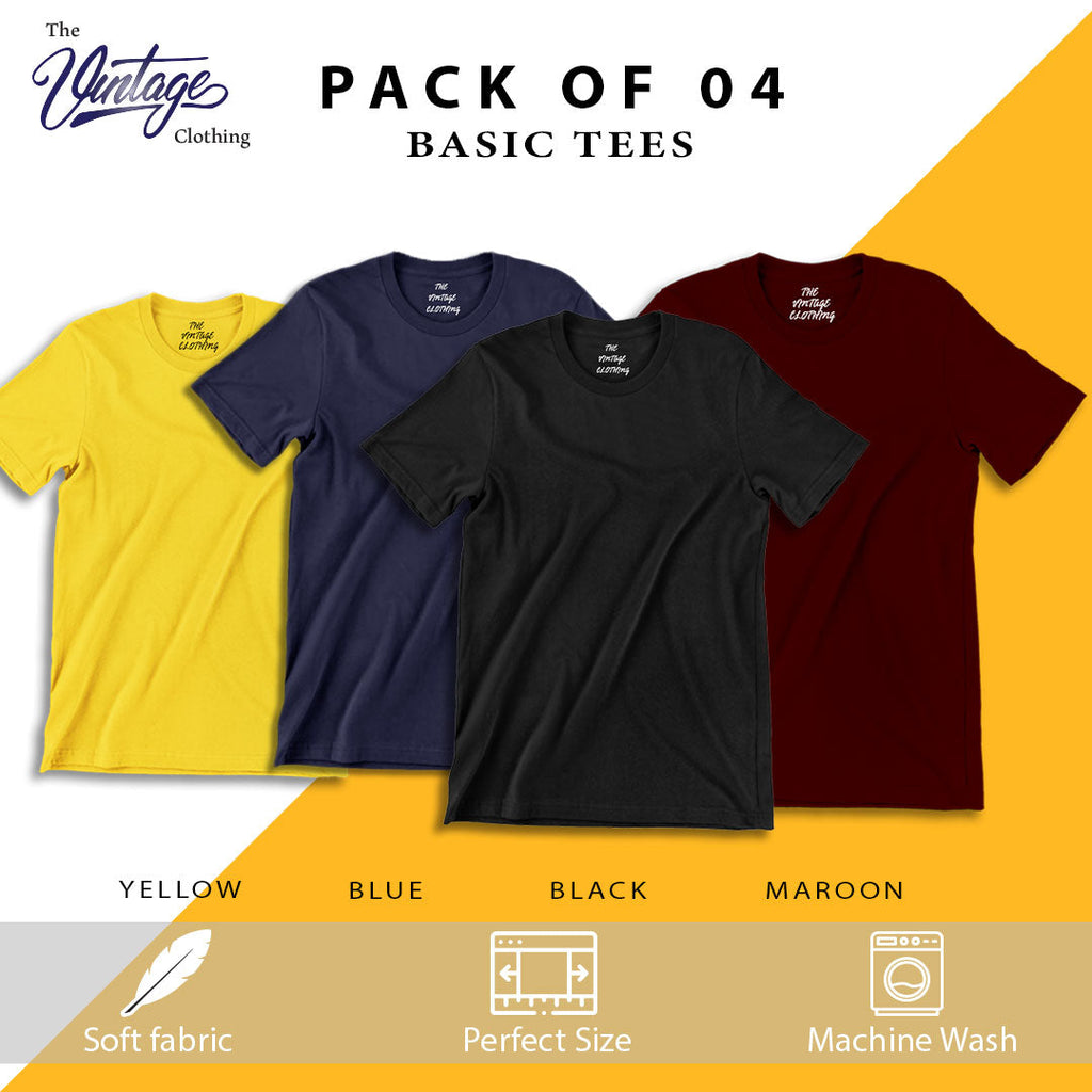 Pack of 4 plain Half sleeves T-Shirt