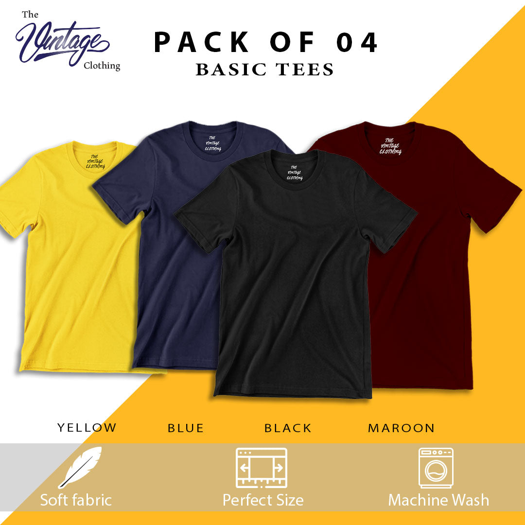 Pack of 4 plain Half sleeves T-Shirt