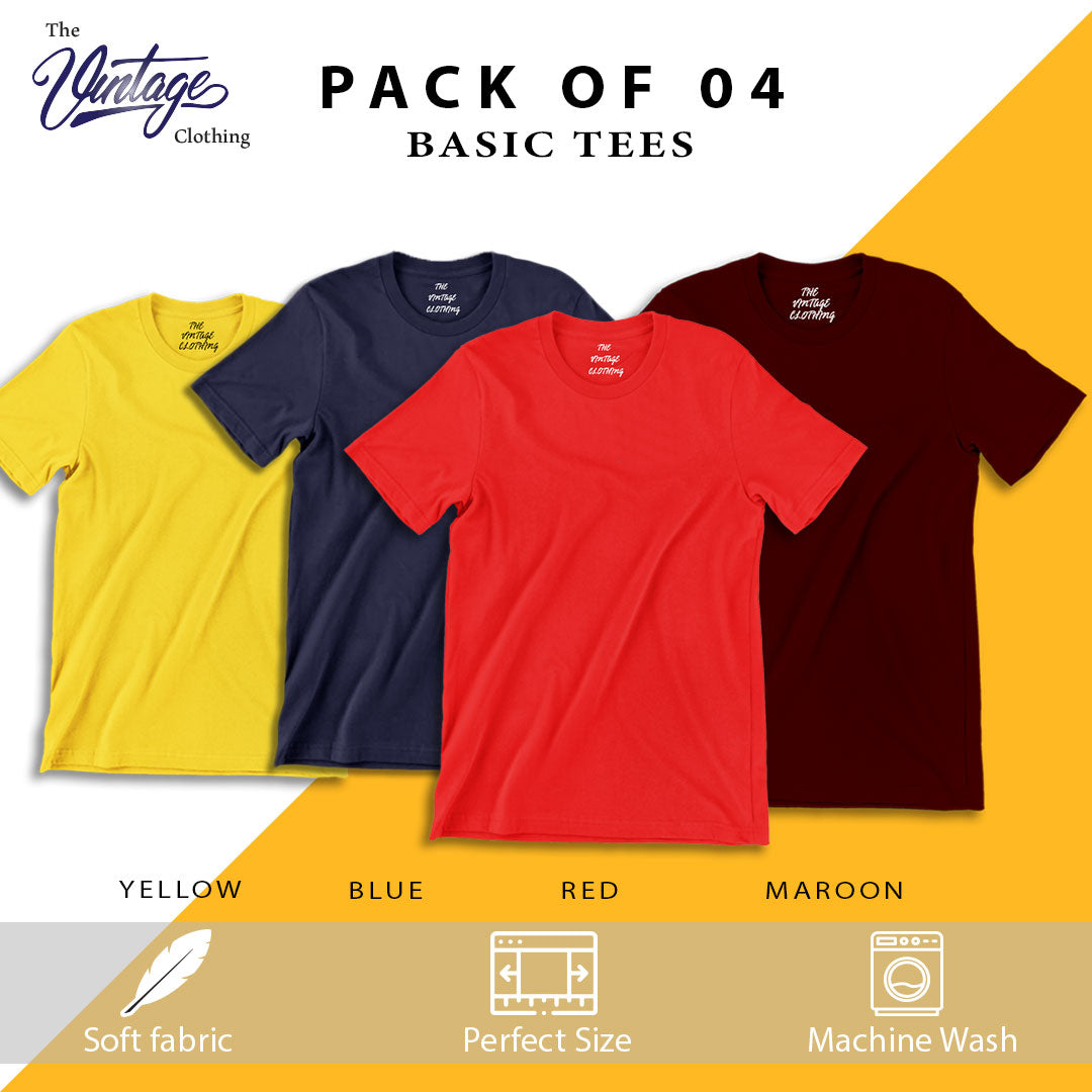 Pack of 4 plain Half sleeves T-Shirt
