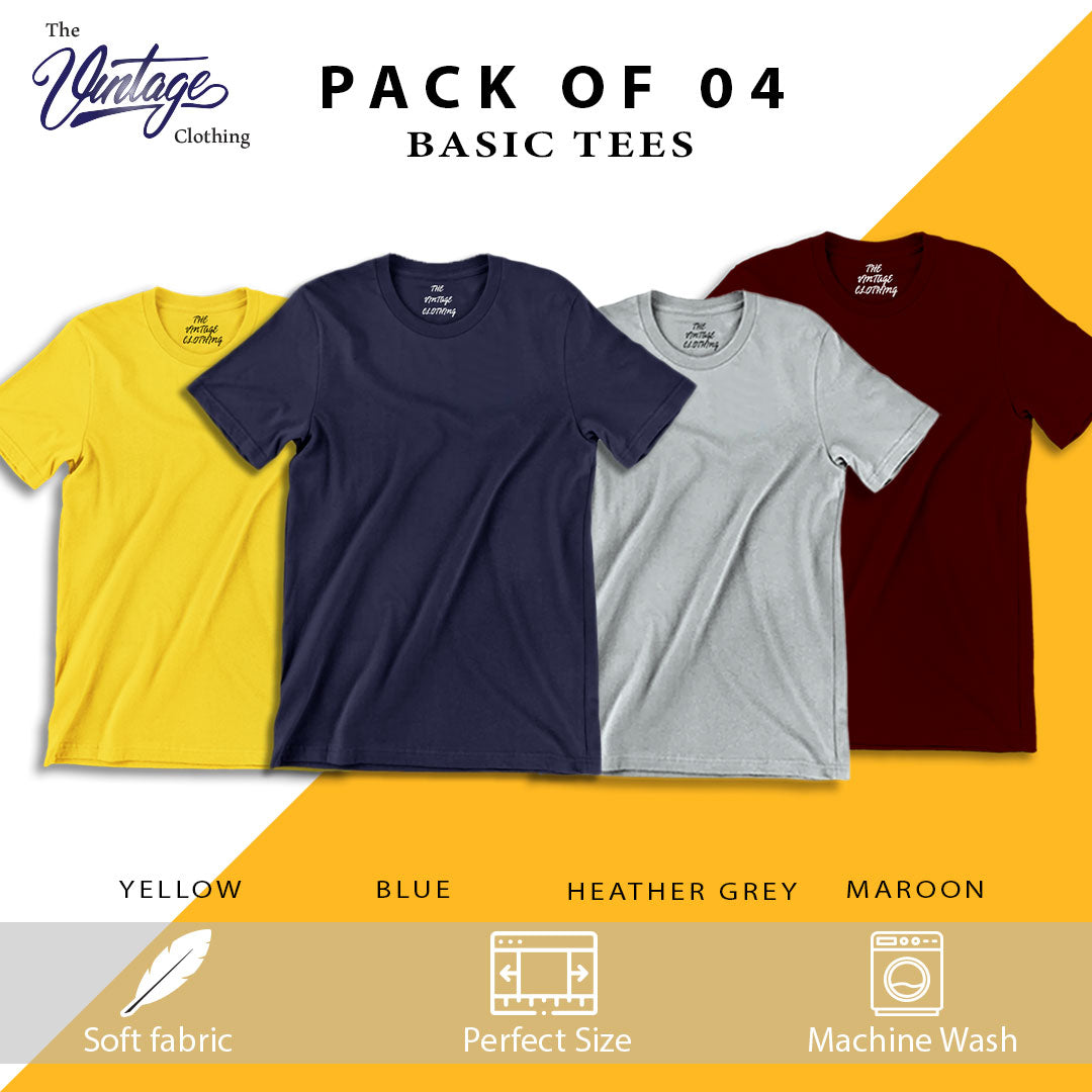 Pack of 4 plain Half sleeves T-Shirt