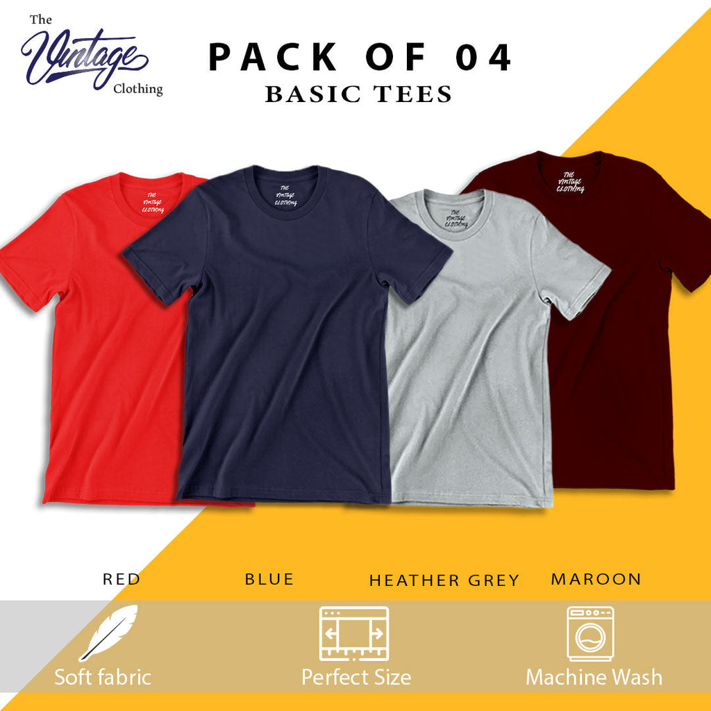 Pack of 4 plain Half sleeves T-Shirt