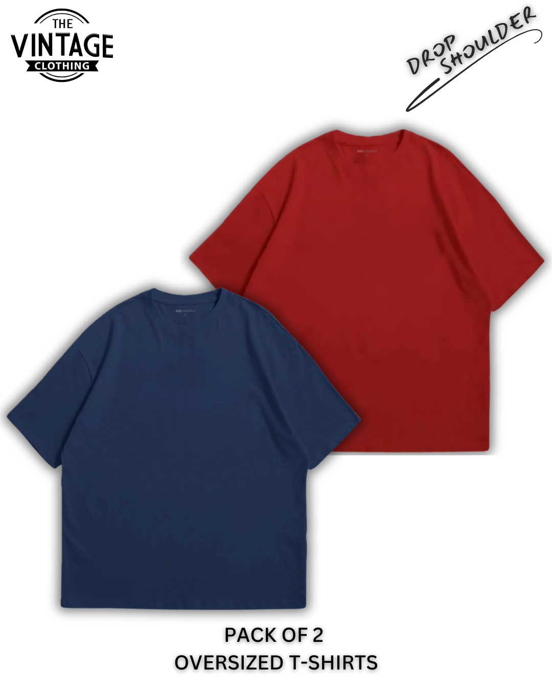 Pack of 2 Oversized | Drop Shoulder Solid Color Tshirts for Men and Women