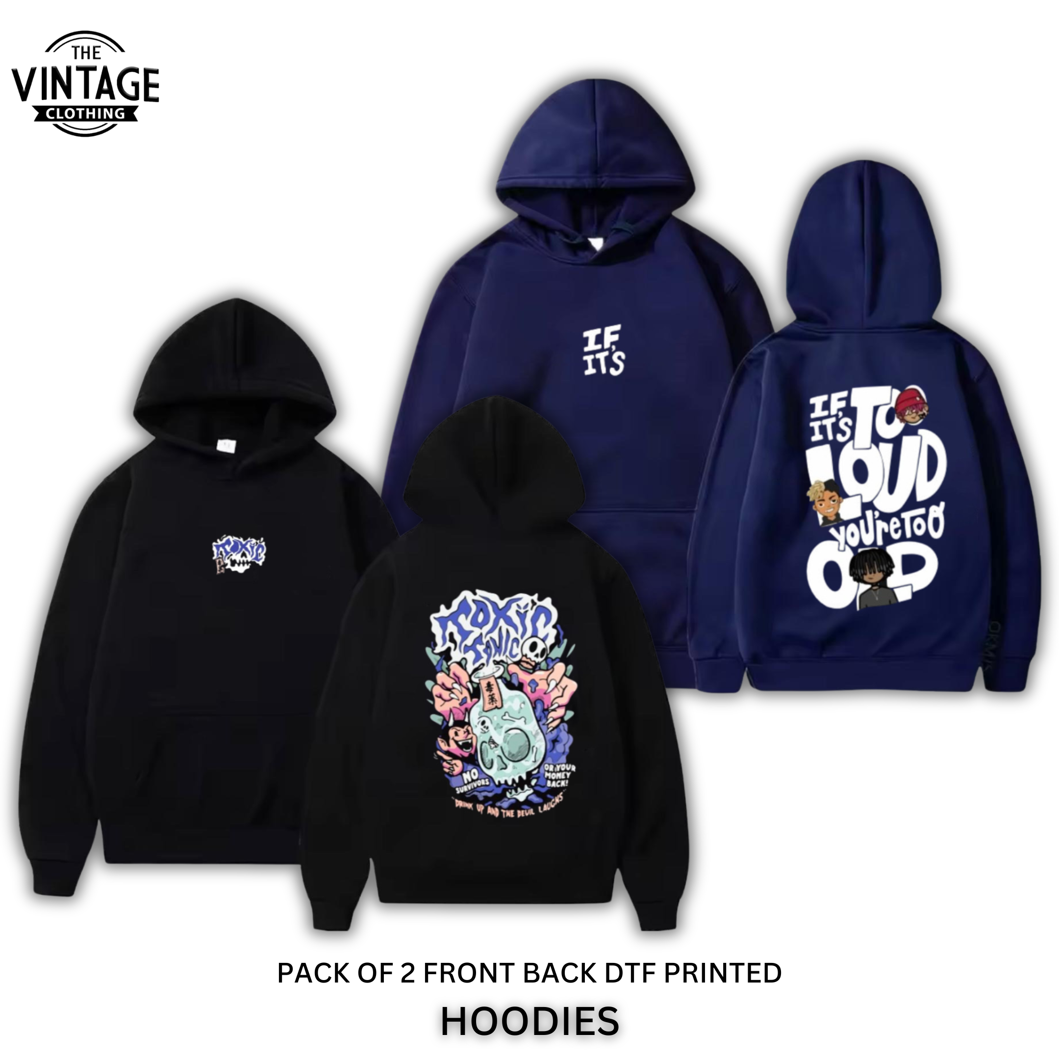 Pack of 2 DTF Printed Hoodies