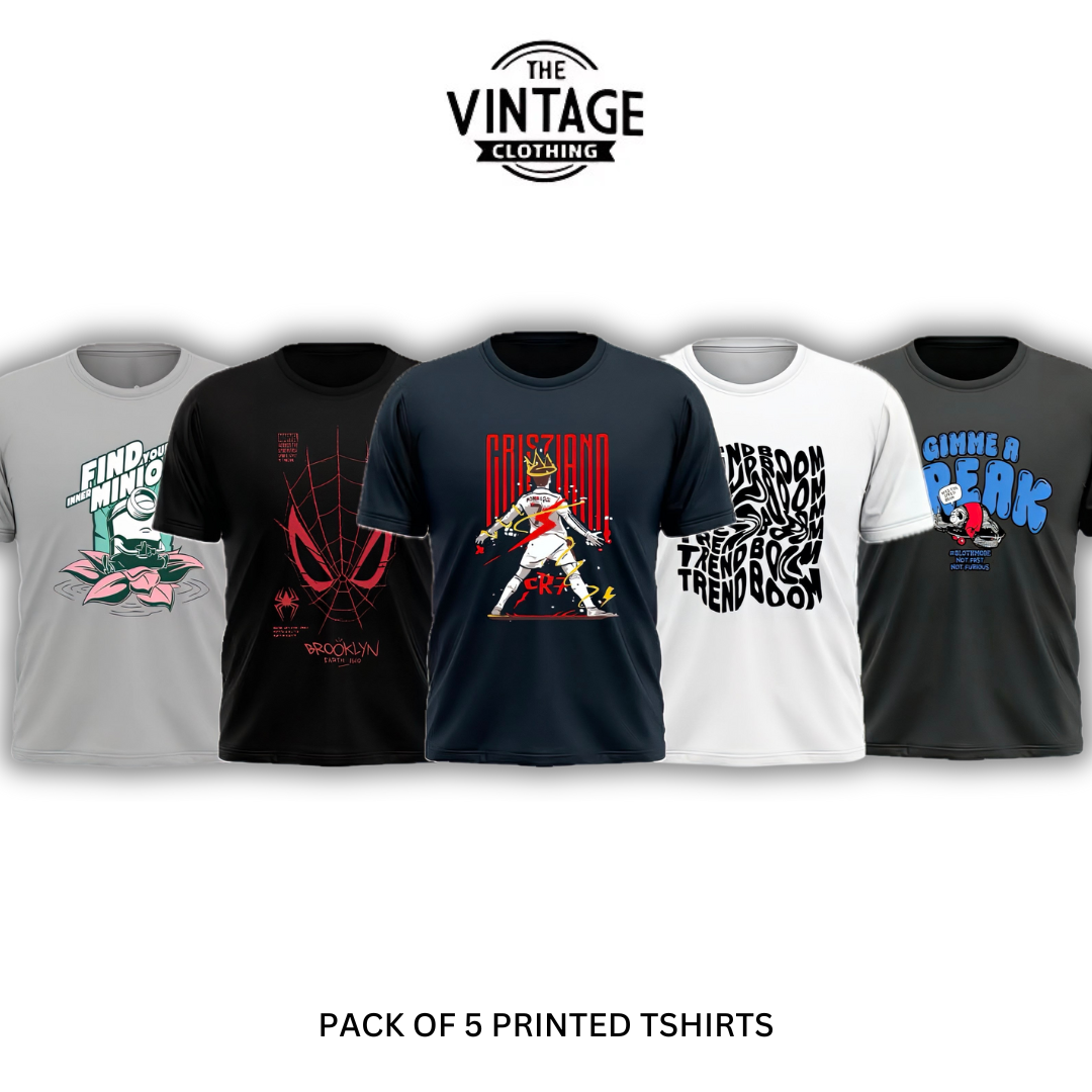 Pack of 5 Printed T-Shirt